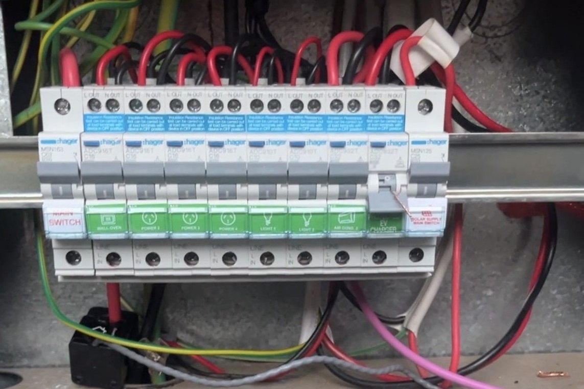 Switchboard with the cover off and every circuit identified during fault finding, by SALTD Electrical