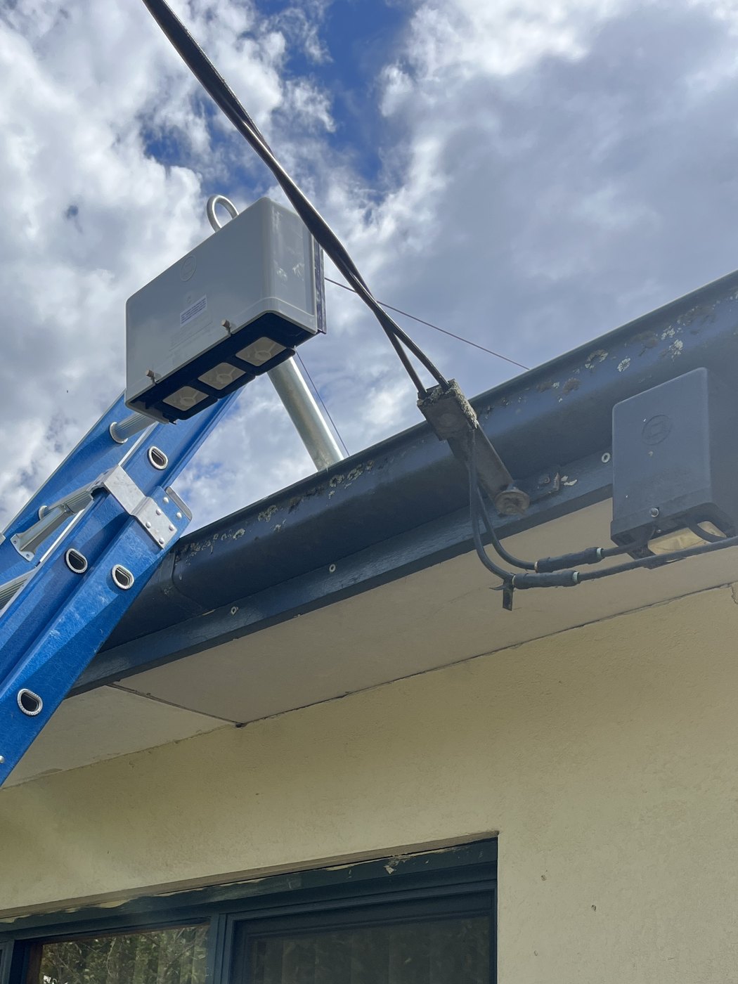 Three-phase overhead point of attachment on a private pole after a mains upgrade by SALTD Electrical